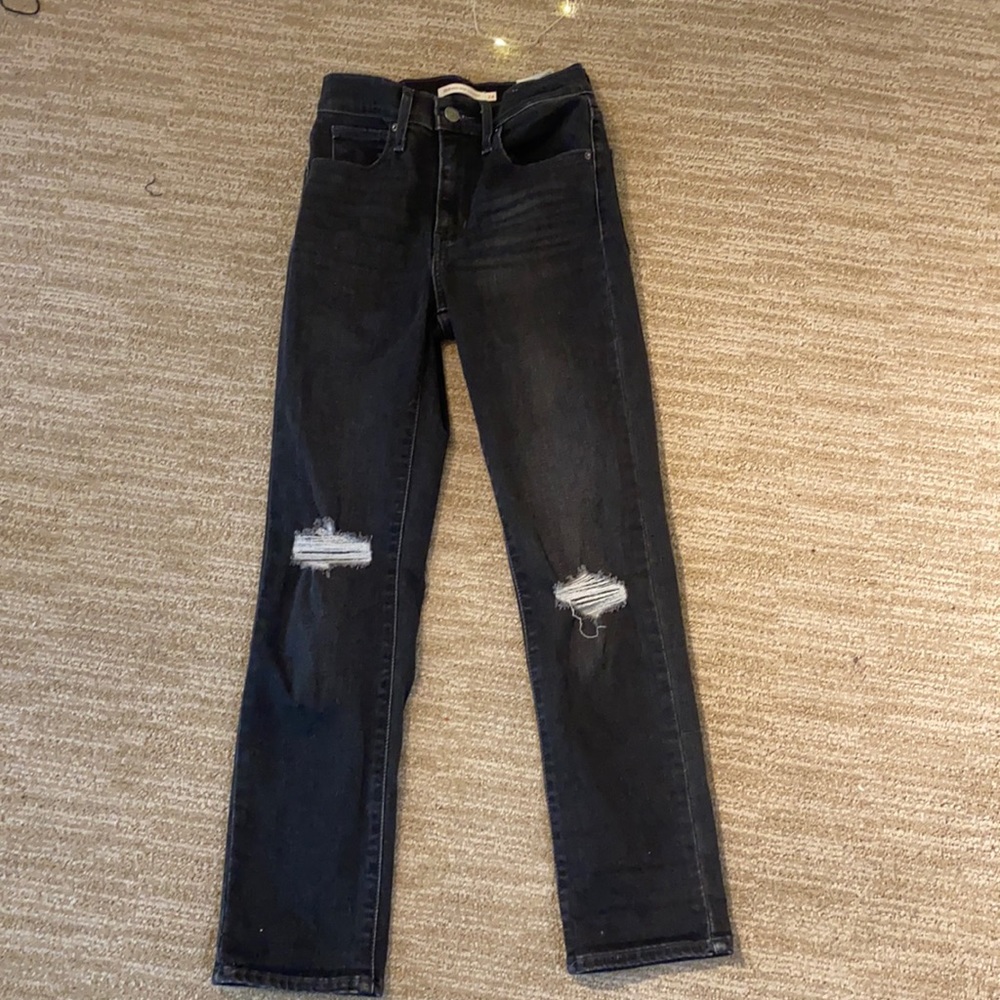 724 high rise straight black jeans